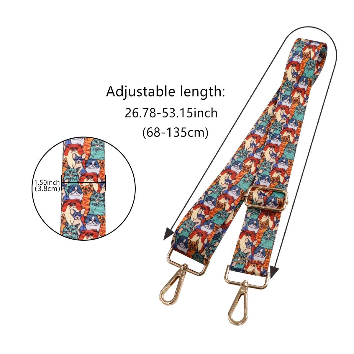 Cartoon Pet Fashionable Removable Bag Chain Female Crossbody Widening Adjustable Shoulder Starp Bag Accessories for Women