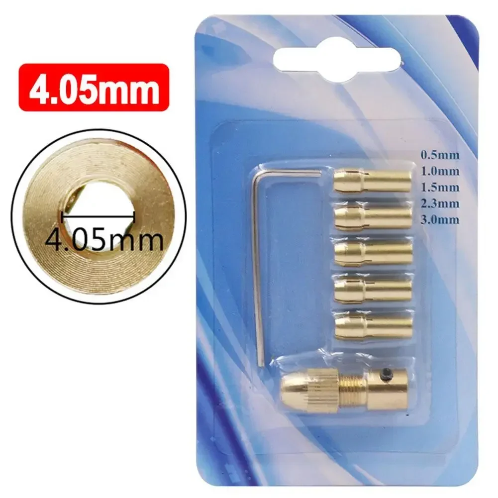 7 pezzi pinza in ottone mini mandrini per trapano adattatore 2.35/3.17/4.05/5.05mm per trapani a mano trapani elettrici albero motore elettrico punta da trapano