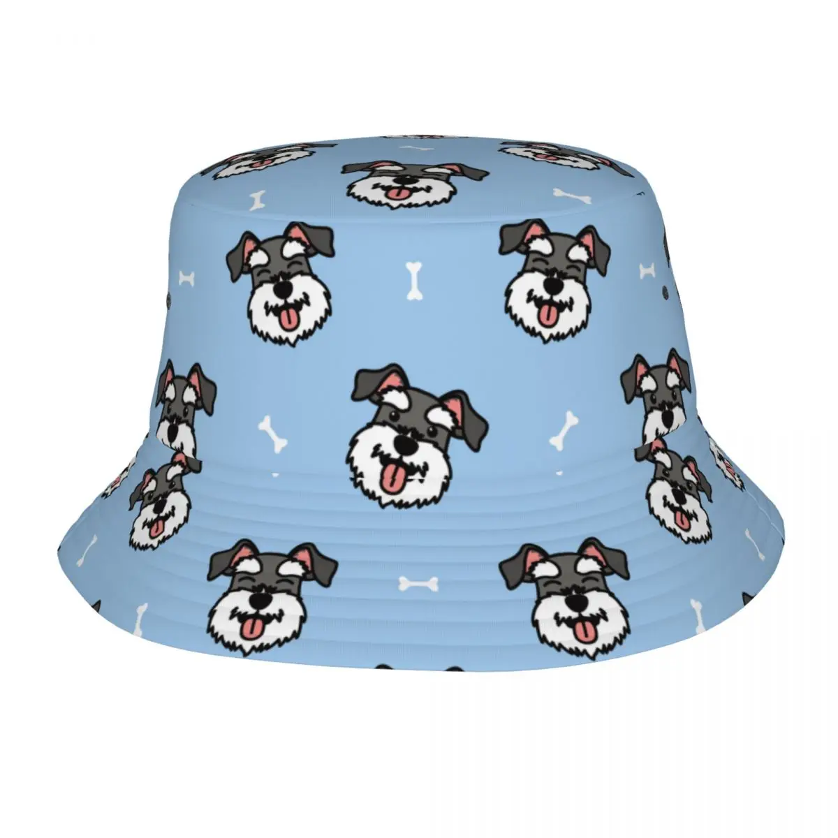 Cute Schnauzer Dog Bucket Hat for Men Women Summer Vocation Gift for Animal Dog Lover Floppy Hat Style Foldable  Caps Bob Hat