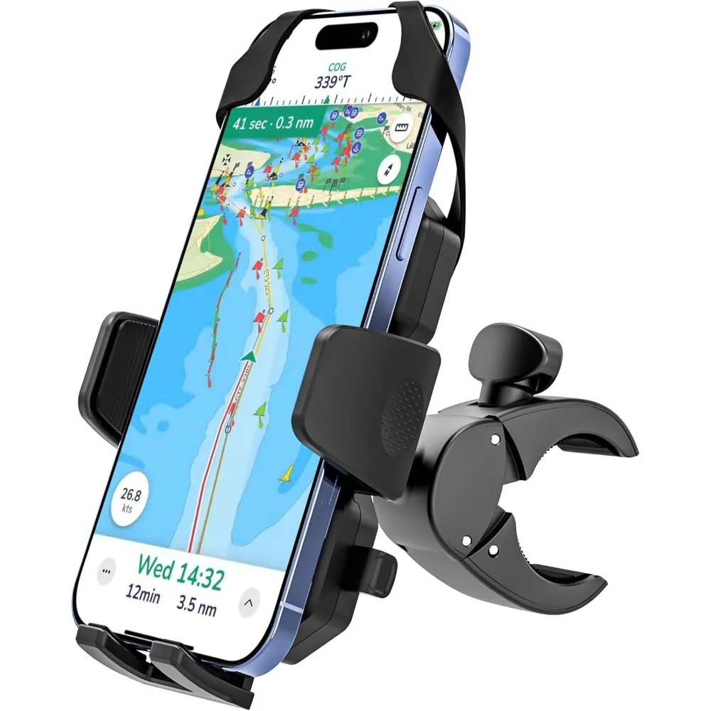 

Adjustable Marine Phone Clamp Mount with Double Strap Protection for 4 to 7 Inch Smartphones