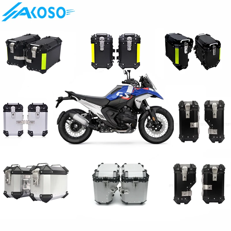 AKOSO 18L 28L 35L 38L Универсальный боковой ящик для хранения мотоцикла, чемодан, водонепроницаемый алюминиевый сплав, боковые кофры для мотоцикла