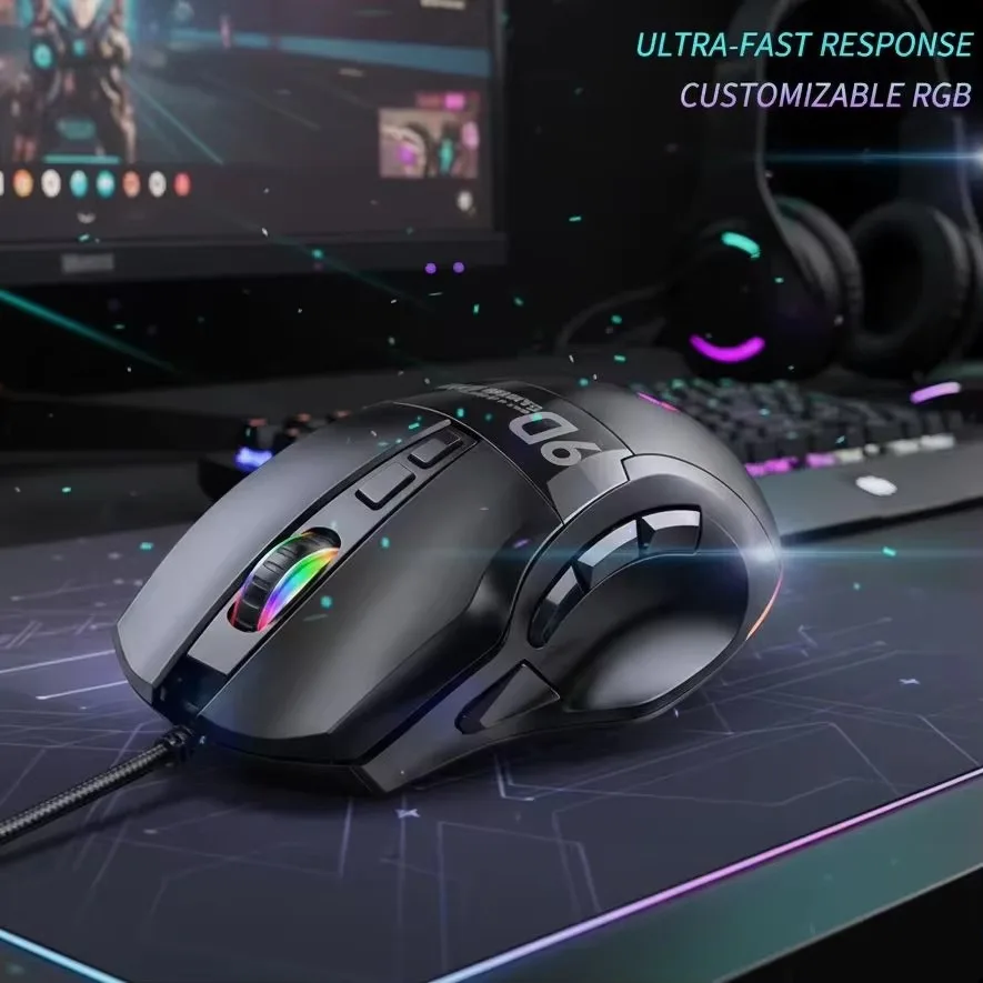 IMICE RGB Backlit Gaming Wired Mouse With Marco 9-Keys Programmable DPI Adjustable Ergonomic Mouse For PC Computer Laptop Tablet