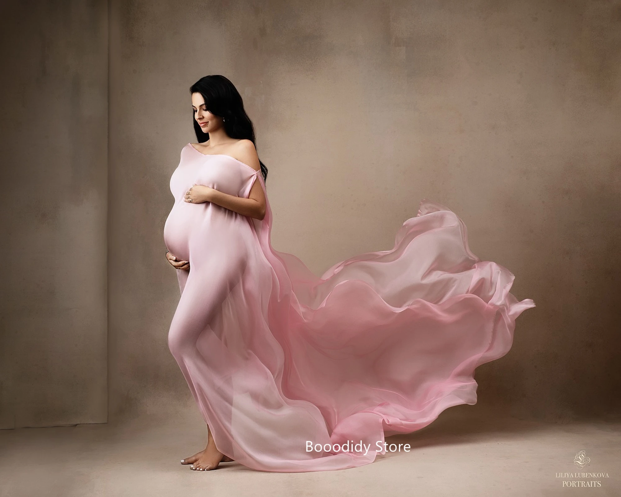 Maternity Photoshoot Outfit Ideas 30 Weeks Pregnant Photoshoot Session Chiffon Fashion Dresses for Pregnancy Studio Props