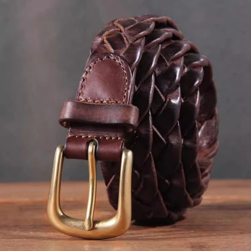 Новый роскошный дизайнерский женский ремень ручной работы из натуральной кожи, джинсы, повседневное платье, латунная пряжка, женские модные ремни, модный пояс