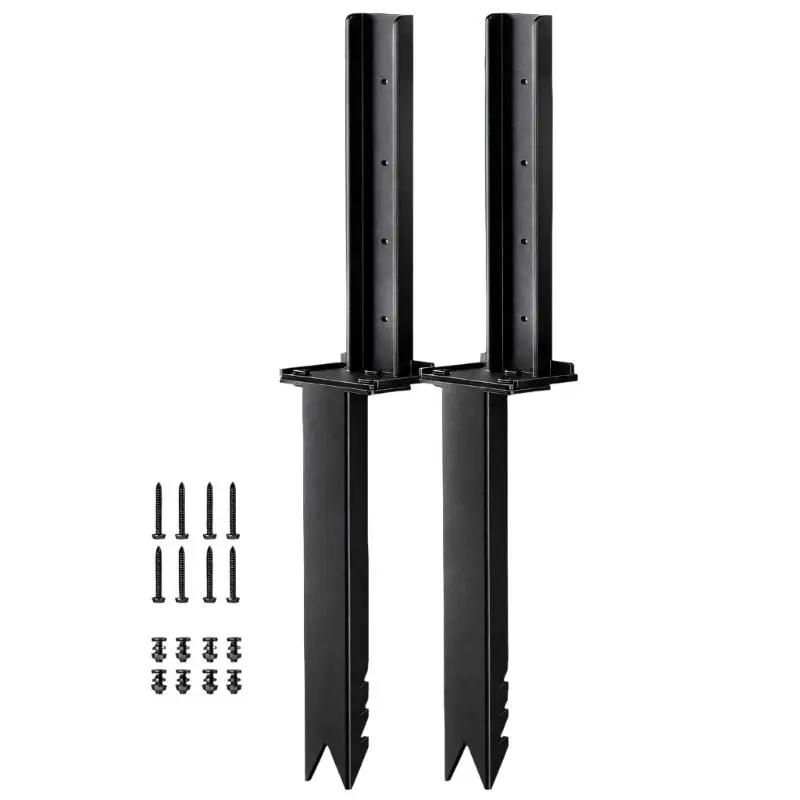 Fence Post Repair Support Metal Holder for Wood Post Reinforcement, Ground Entry Install Method for Outdoor Repair D2RD