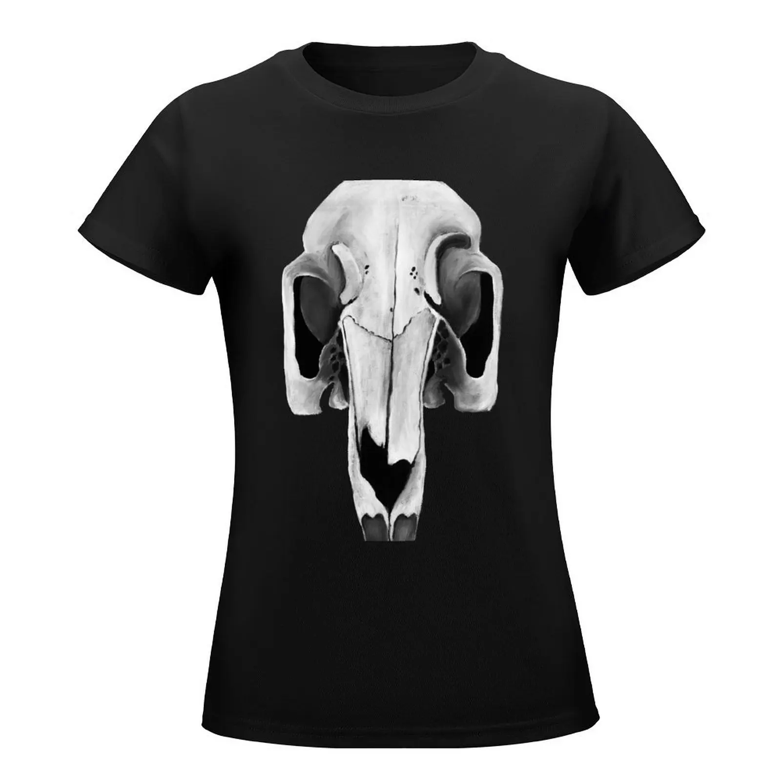 Hare skull T-Shirt female hippie clothes Female clothing oversized black t-shirts for Women