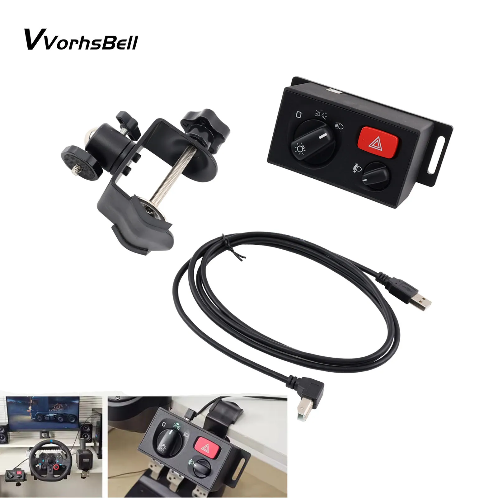 

USB-контроллер-кнопка для фар (фар-хаб) для ATS ETS2 Euro Truck Simulator 2, совместимый с Logitech, Thrustmaster, PXN, MOZA R3