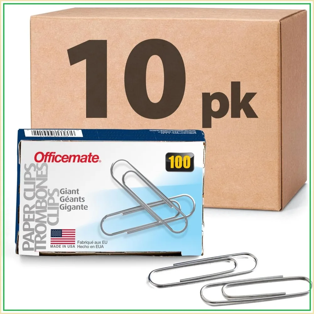 Giant Paper Clips, 1000 Count Bulk Pack for Thick Documents, Heavy Duty Steel, Smooth Hold