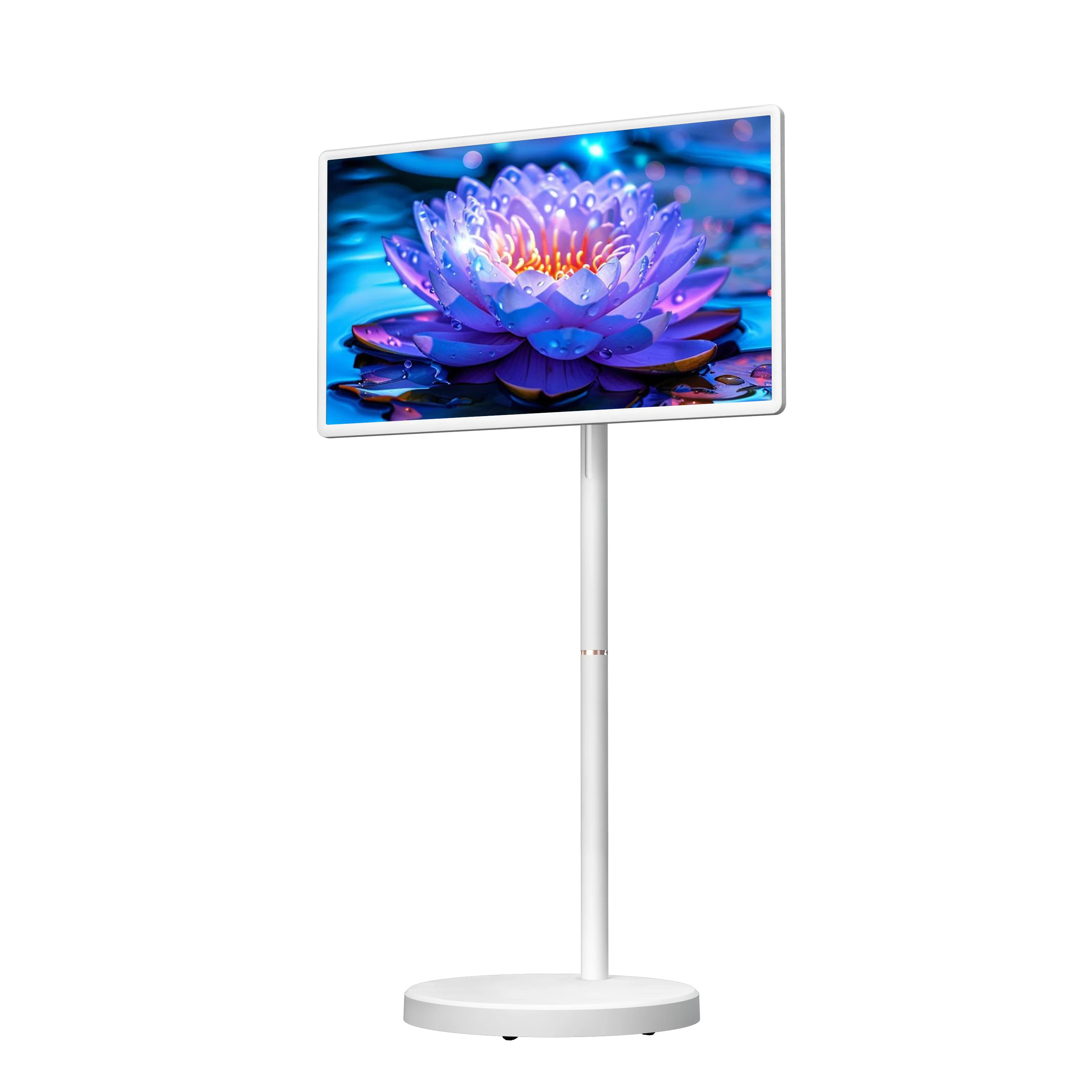 Floor-Standing TV Stand,32 Inch Monitor Screen Digital Signage Touch Screen Android 15 4+128GB Smart TV Display Portable TV Moni