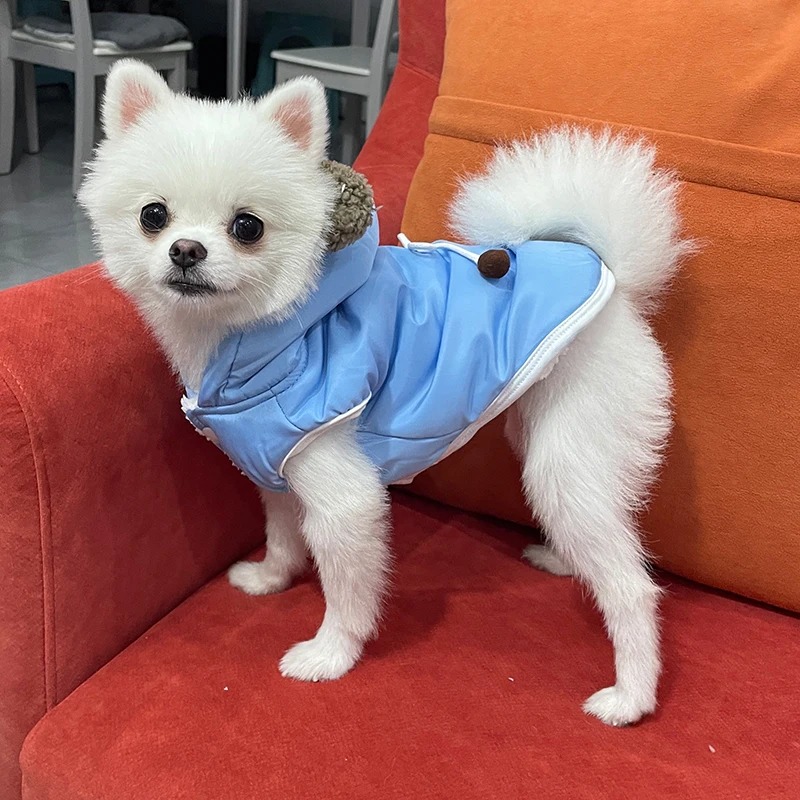 Winter Thickened Dog Clothes Pet Warm Cotton Coat Teddy Down Jacket Bomei Open Shirt Puppy Cold-proof Jacket Hoodie