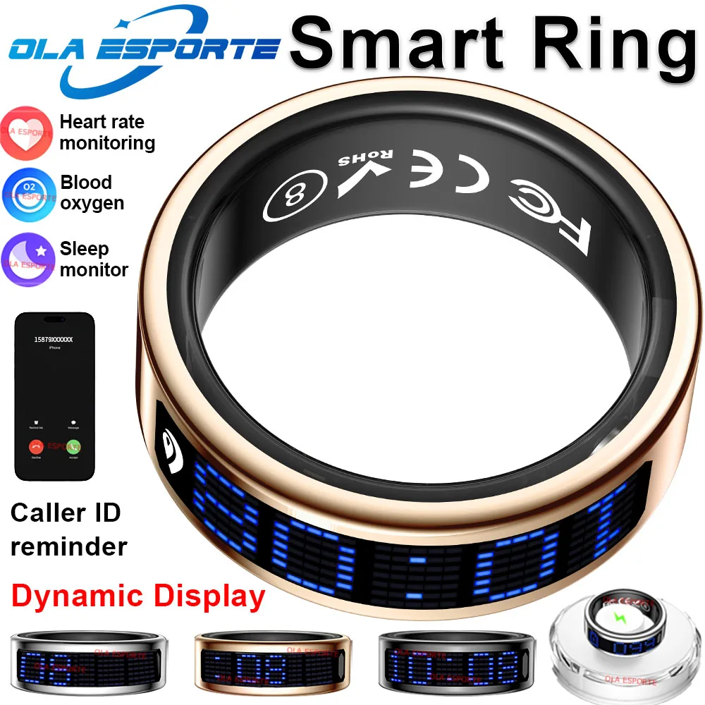 

Smart Ring LED Screen Bluetooth Call Reminder Heart Rate Blood Oxygen Sleep Health Monitor IP68 Waterproof Sports Rings 2025 New