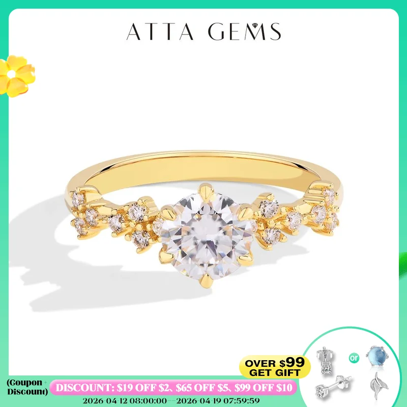 

ATTAGEMS Luxury S925 Sterling Silver Moissanite Ring for Women 1CT Round Cut VVS1 Diamond Handmade Engagement Bride Wedding Gift