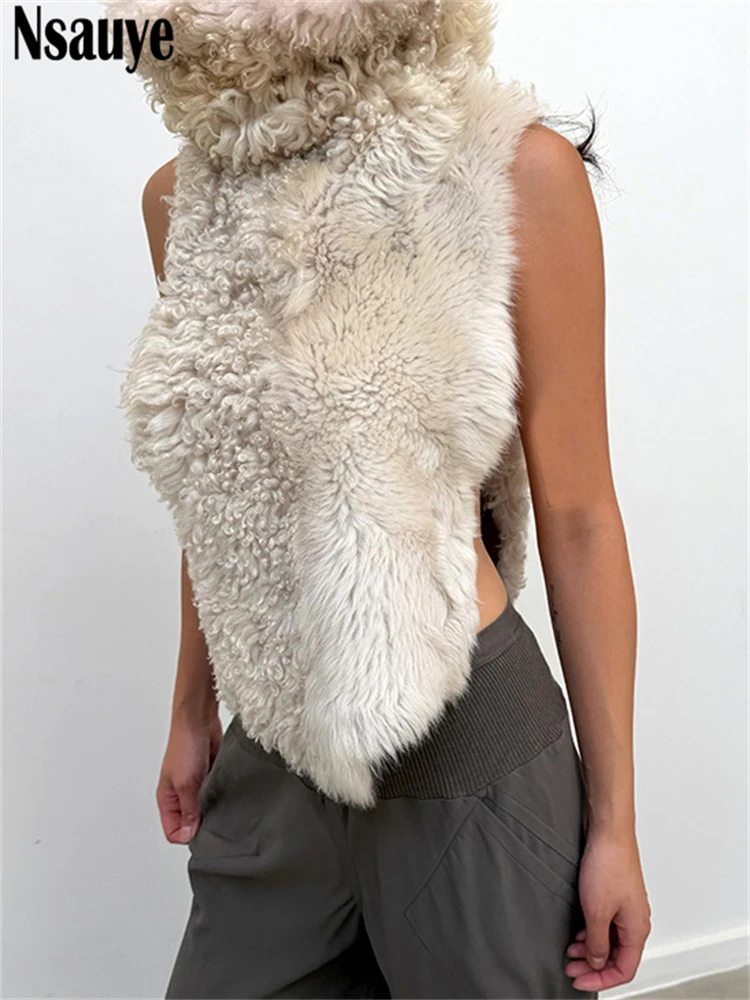 Nsauye 2026 Women Vintage Body Sleeveless Tank Tops Vest Coat Autumn Winter Pullover Turtleneck Y2K Club Sexy Mini Crop Tops