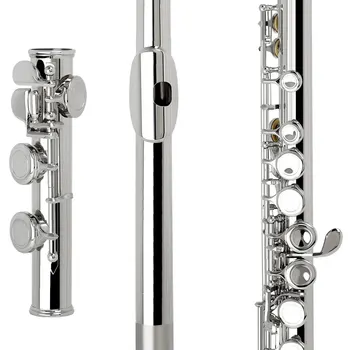 SLADE 16 Closed Open Holes C Key Professional Transverse Flute Concert Musical Instrument with Box Cleaning Cloth Stick Gloves