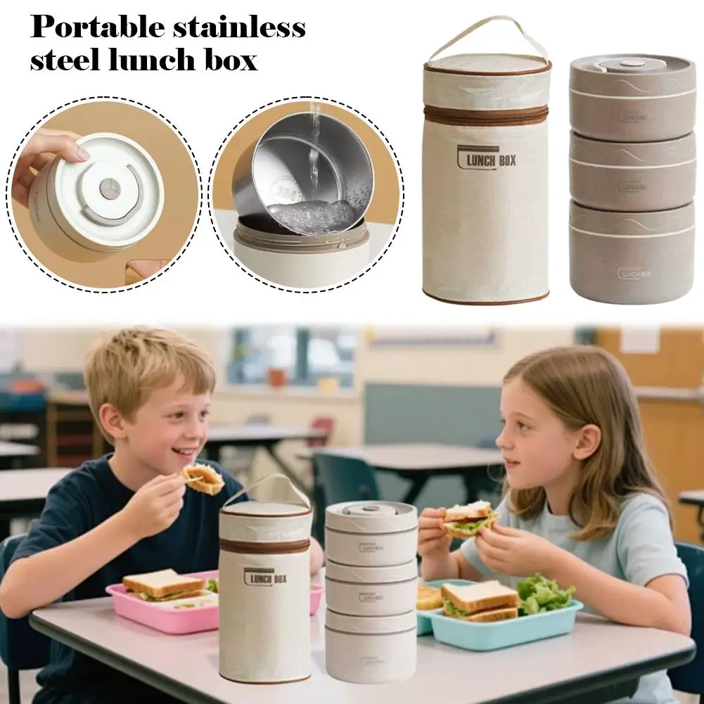 

Пищевой ланч-бокс из нержавеющей стали, портативный герметичный термоизоляционный контейнер для приготовления еды, безопасный для микроволновой печи, набор коробок Bento