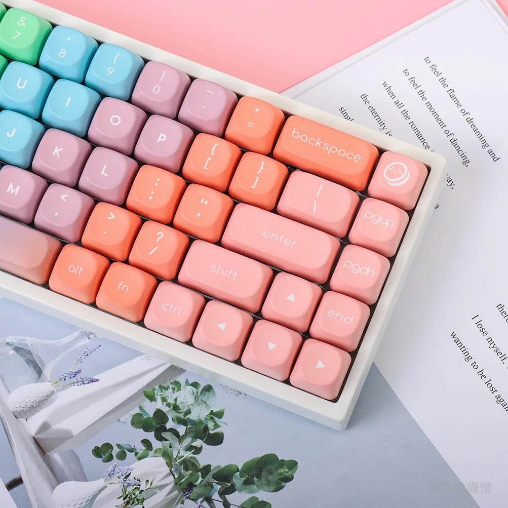 133Keys Gradient Colored Macaron Keycaps MOA Profile PBT Dye Sublimation Key Caps For MX Mechanical Keyboard Wooting GH60 67 75
