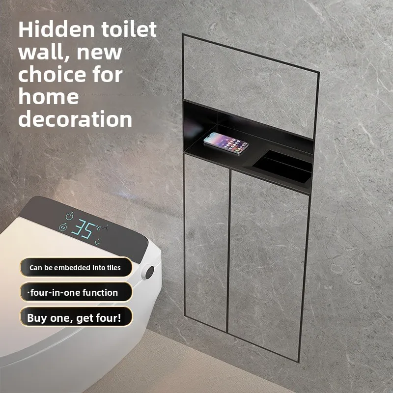 

Bathroom Built-in Trash Can Hidden Stainless Steel Tissue Box Niche Brick Toilet Brush Shelf