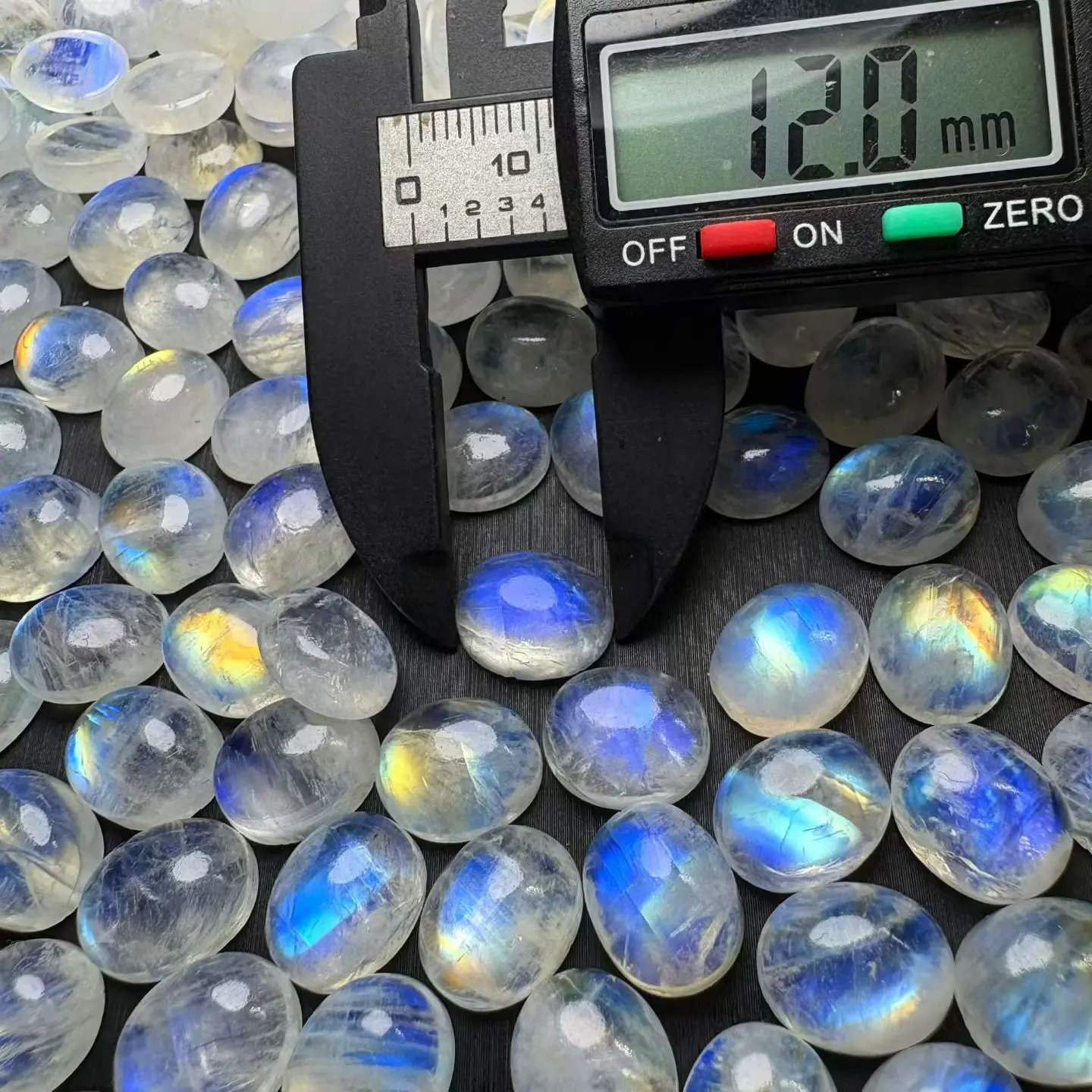 1 Pc Fengbaowu Natural Stone Rainbow Blue Moonstone Oval Cabochon Shape 10x12MM DIY Ring Pendant High Quality Jewelry Gift