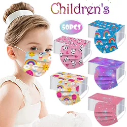 Kids Children's Mask Disposable Face Mask Industrial 3Ply Ear Loop 50PCS Mask Outdoor Dust-Proof Face Protective Mask Disposable