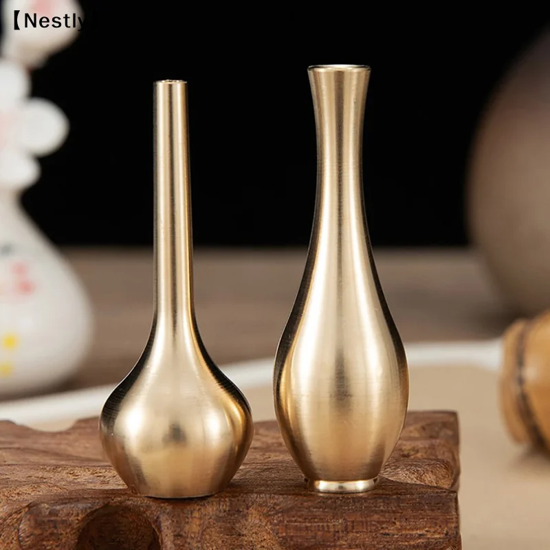 Mini Pure copper vase gold decor living room Antique vase unique flower vase〔Nest〕