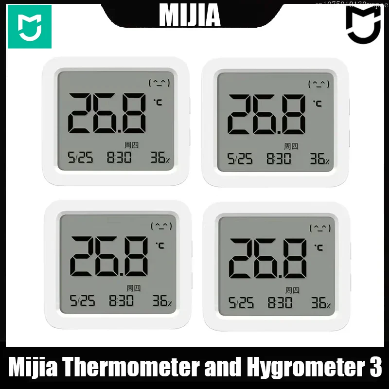 

Умный Bluetooth-термометр MIJIA 3: Беспроводной электрический цифровой гигрометр-датчик температуры и влажности для приложения Mi Home