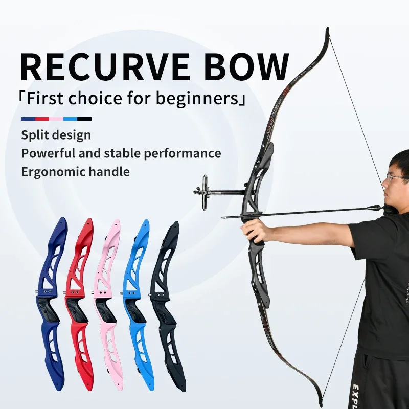 Recurve Bow 20-40 Lbs Archery Takedown Metal Riser Arrow Rest Sight Right Hand ILF Beginner Adult Shooting Practice Equipment