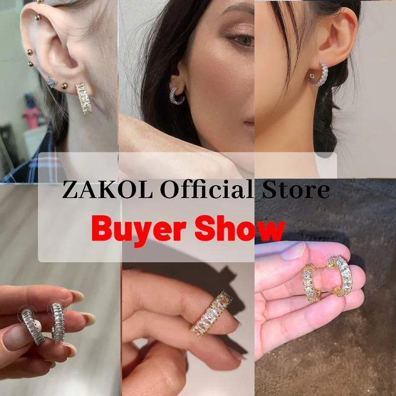 Zakol-女性のためのトレンディなイヤリング,キュービックジルコニア,ジルコニア