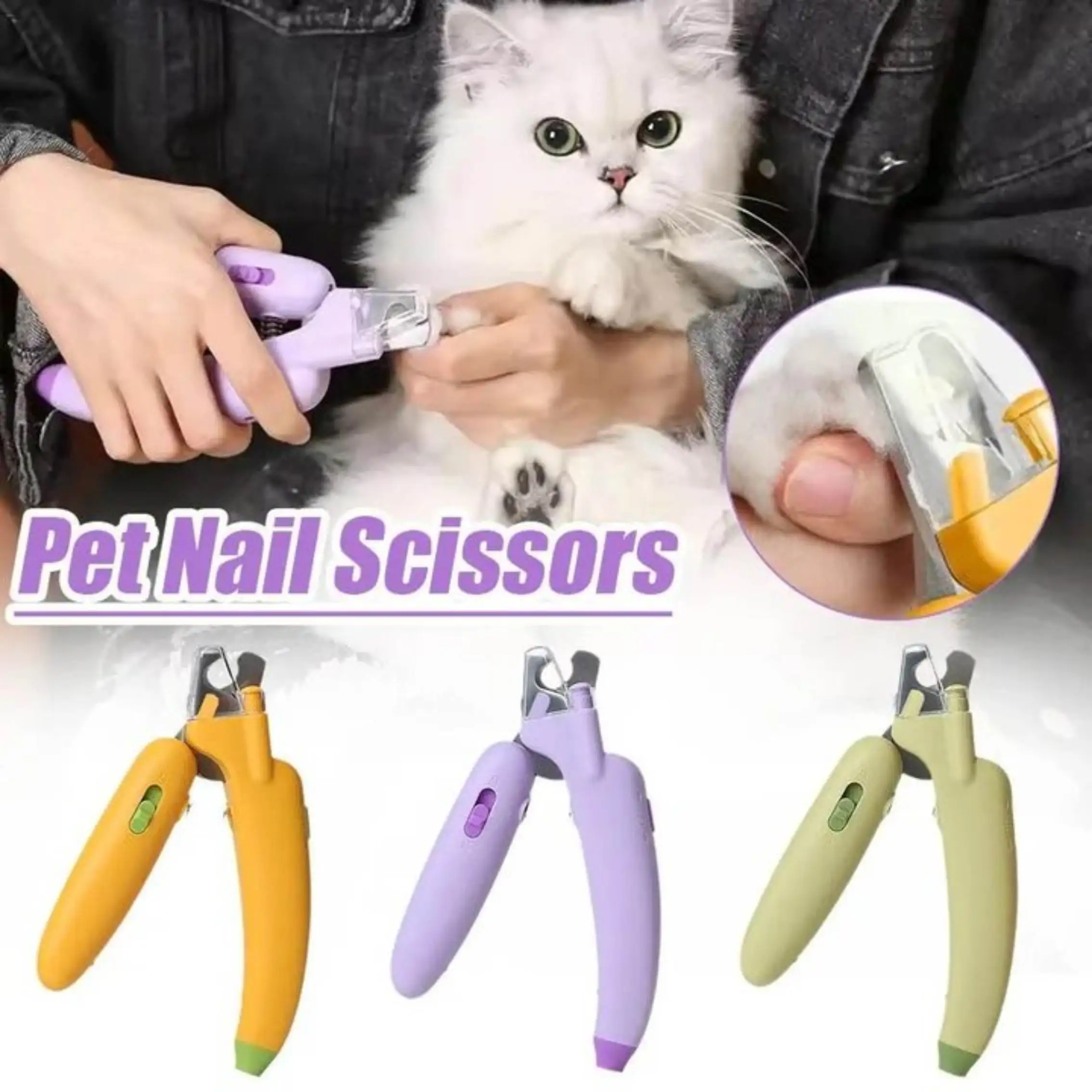 Banana Pet Dog Nail Clippers Pets Special Purpose LED lights illuminate the bloodline Cat claw Scissors File UV sterilization