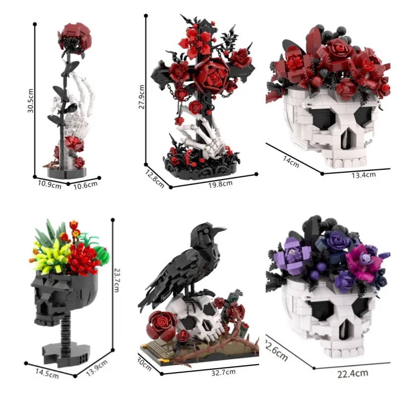 

Halloween Cross Rose Skull Hand Shaped Building Blocks Creative Decorative Toy S0104 For Kids And Adult Fans In Stock