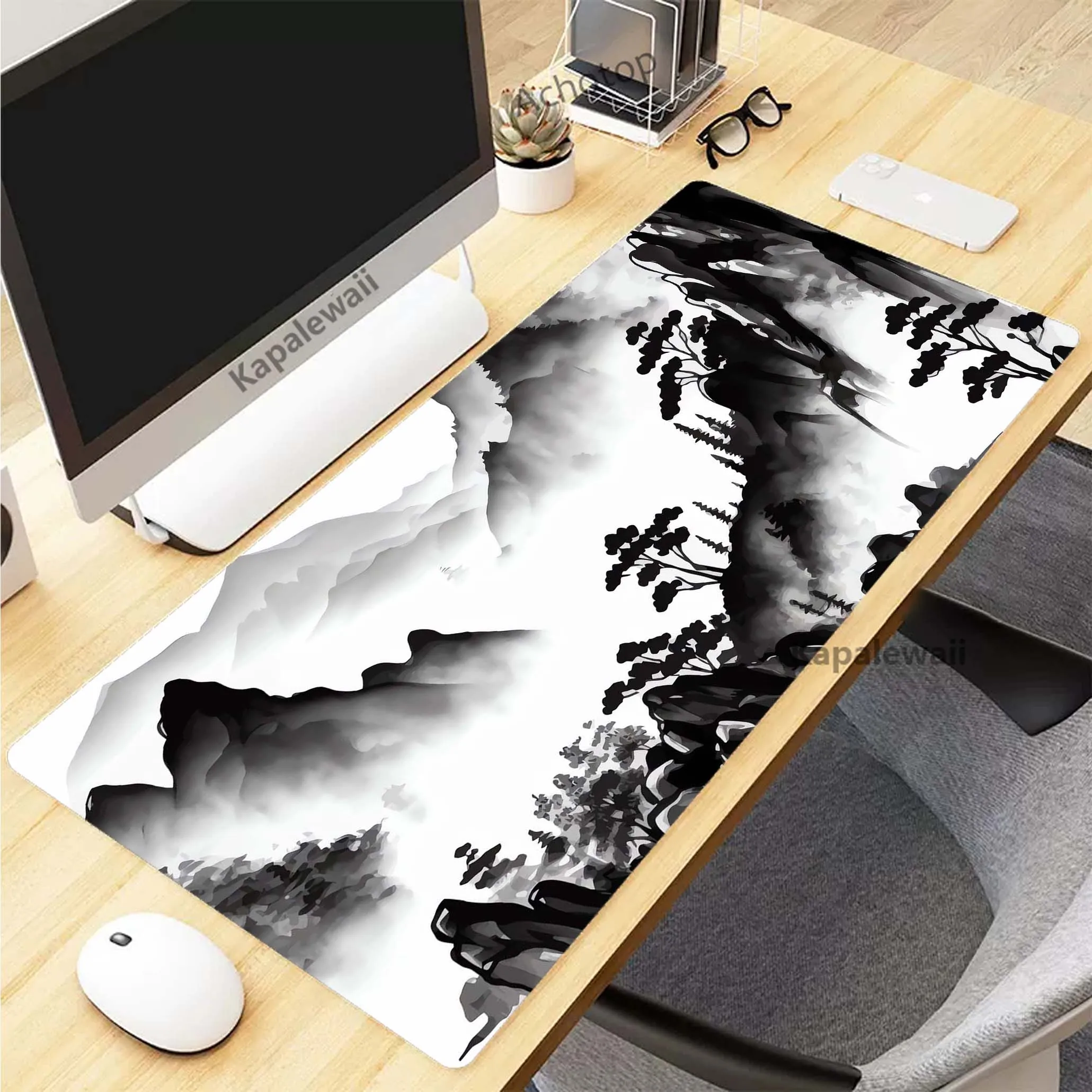 Mountain Serenity Japan Art Gaming Mousepad Pc 90x40cm XXL Mouse Pad Mousemat Non-slip Rubber Pads Big Desk Mat Keyboard Pads