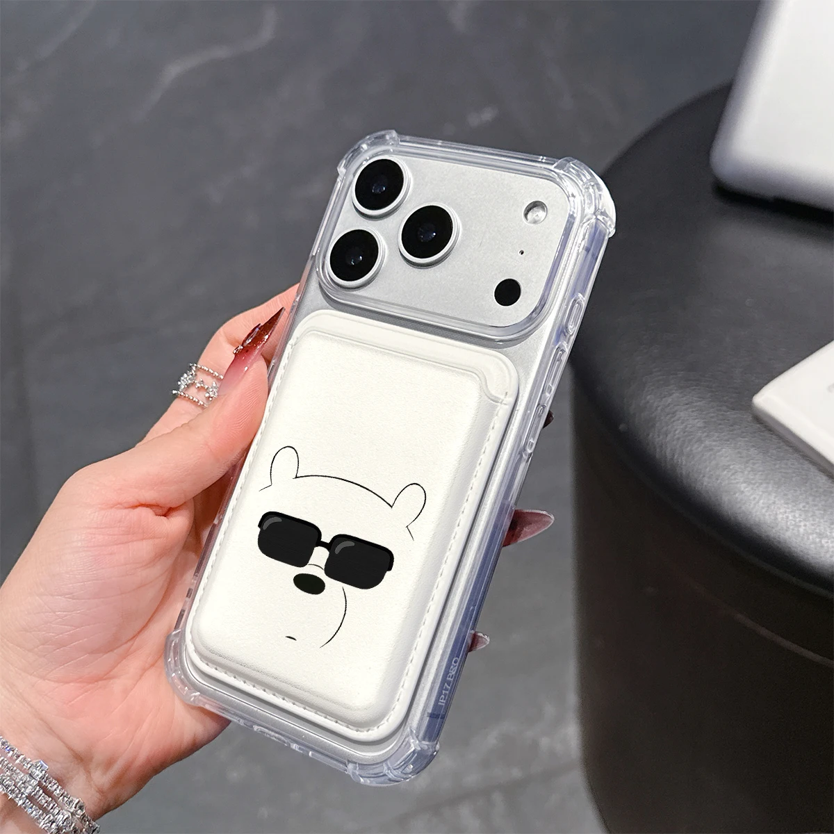 Cool Bear with Sunglasses Phone Case For iPhone 17 16 15 14 13 Pro Max Plus Wallet Pocket Transparent Soft for Magnetic Phone view 4