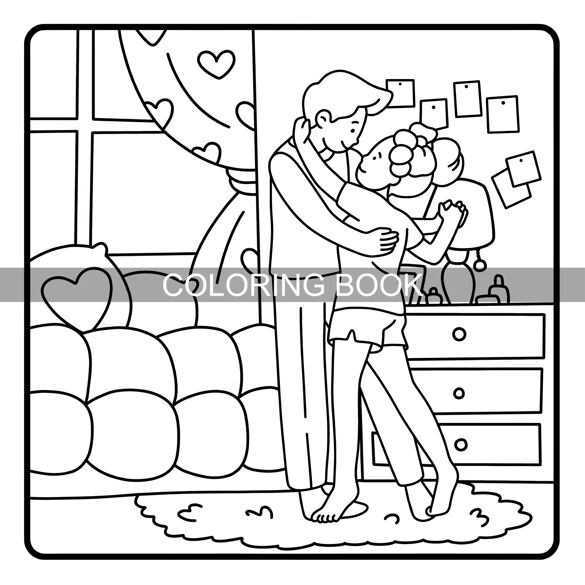 Coloring Book for Couples & Friends - A Picture Book with Simple Designs for Stress Relief and Creativity