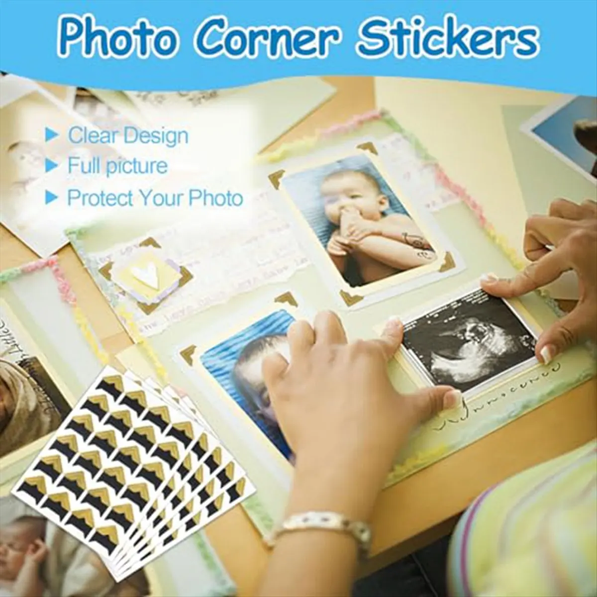MALL 432 Pcs Photo Corners Self Adhesive, Acid Free Picture Corners for Scrapbooking, Photo Corners for DIY Scrapbooking B