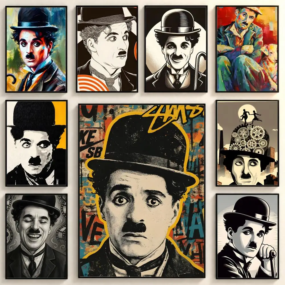 Classic Playful Actor C-Charlie Chaplin Poster Peel And Stick PP Series HD Frameless Wall Indoor Decor Gift