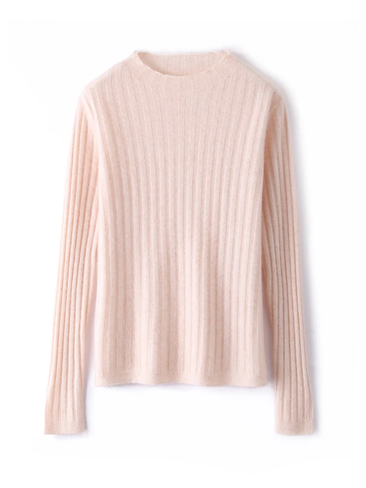 

100% Merino Wool Women's Pullover Sweater With Round Neck For Warm Casual Autumn Winter Soft Drawstring Slim Fit Knit Sweater