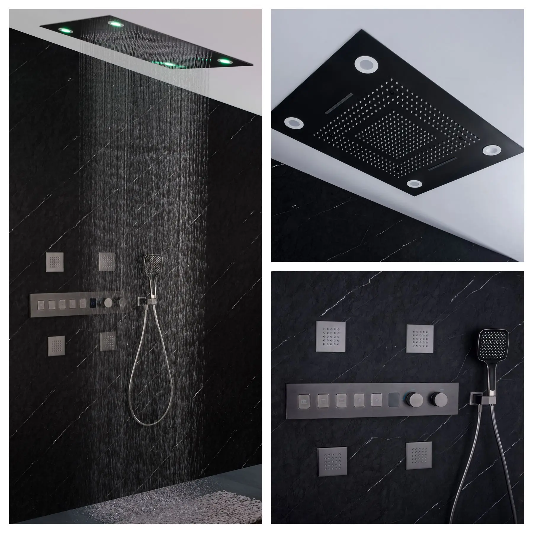 Built-in Recessed Shower  Wall-mounted Concealed Shower Ceiling-mounted Thermostatic Shower Set Hidden in Bathroom Ceiling