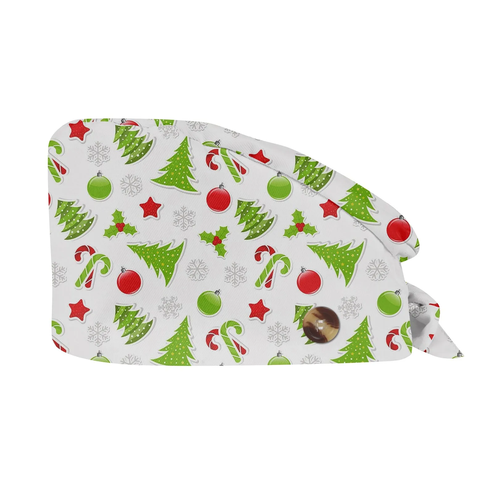 Christmas Adjustable Printed Nurse Cap Sweat-absorbent Elastic Dust-proof Neutral Baotou Cap Cute Fashion Christmas Cap