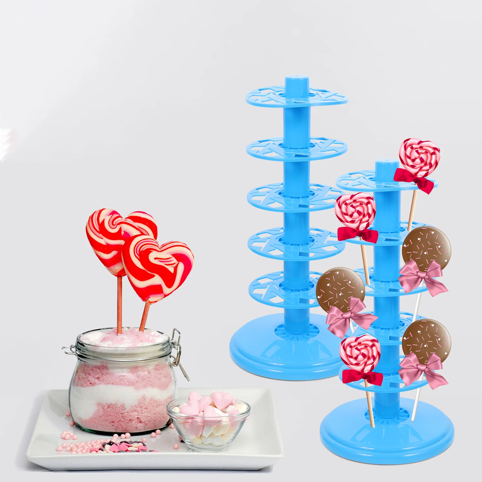 2 قطعة قاعدة عرض مصاصة متعددة الطبقات PP قابلة لإعادة الاستخدام المدمجة المحمولة الطرف الديكور حامل المصاصة حامل عصا الحلوى #2