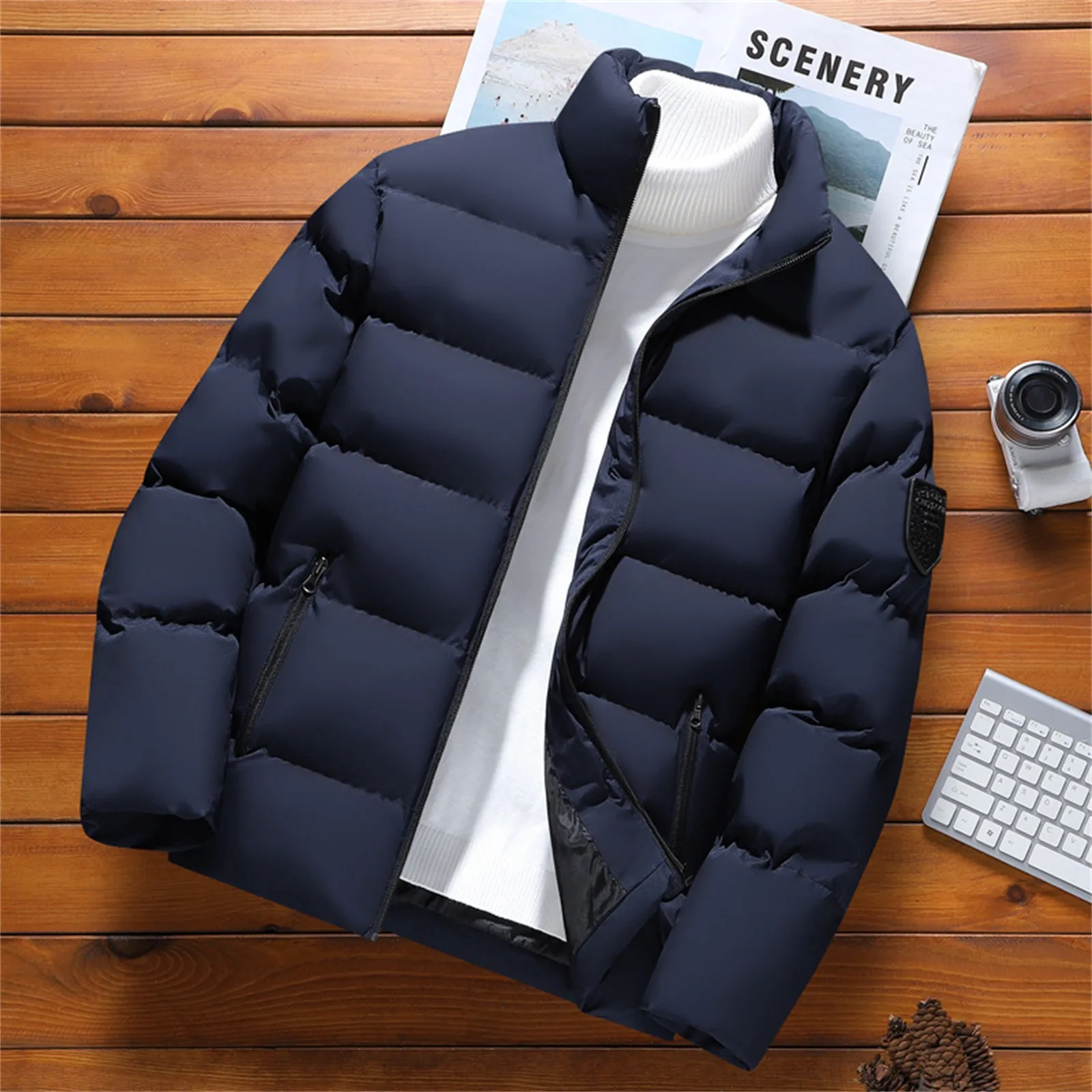 Warm Jacket Men Windbreaker Winter Autumn Parkas Men's Fashion Casual Lightweight Bread Padded Jacket Male Thick Stand Collar