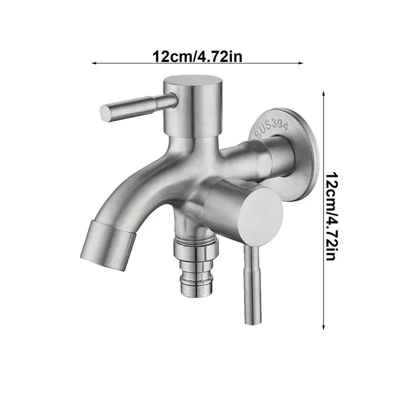 Grifo de agua de doble salida para exteriores, grifo de jardín de acero inoxidable para la industria doméstica, 1 entrada y 2 salidas