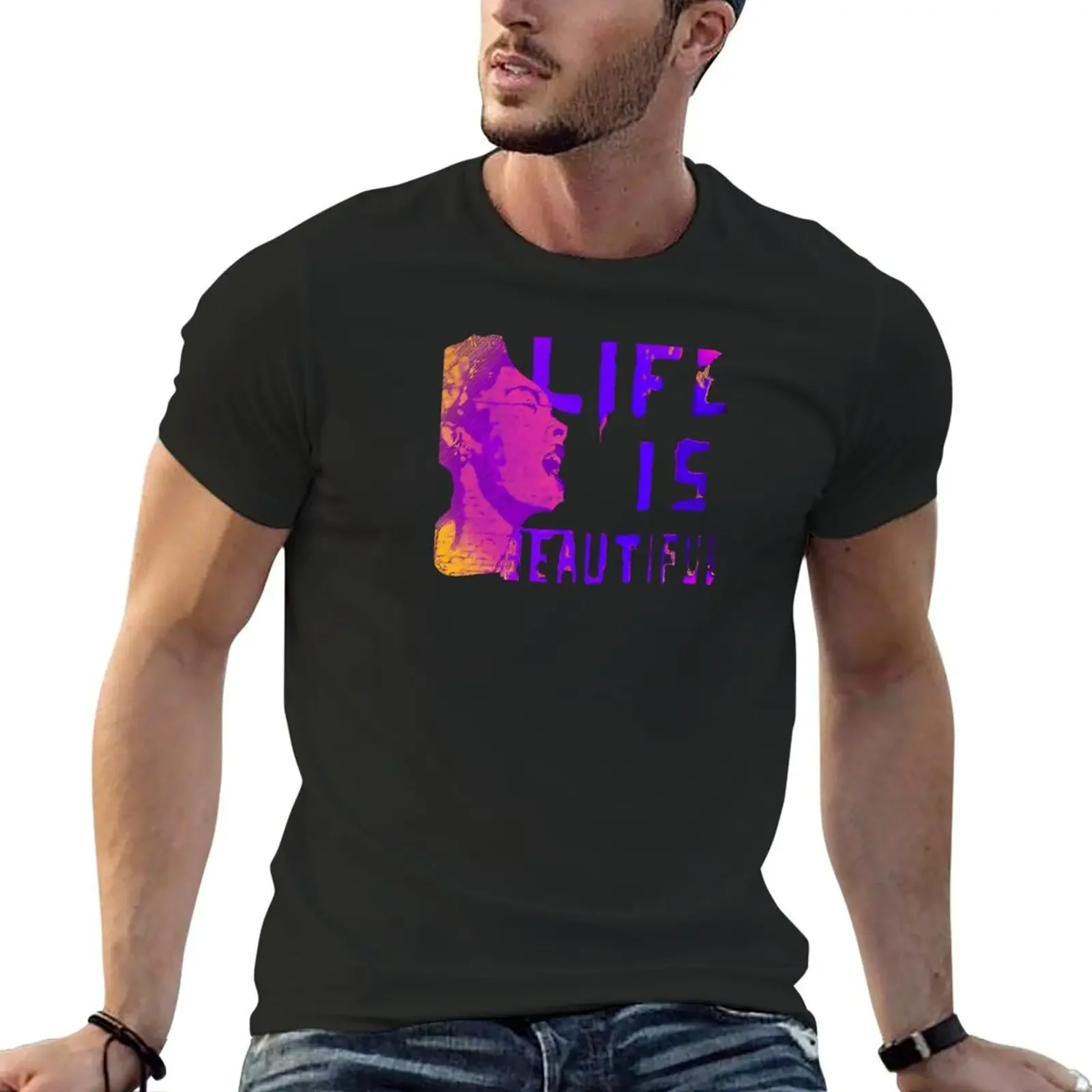 Life is Beautiful T-Shirt summer tops sports fans anime tshirt kawaii clothes mens t shirts pack