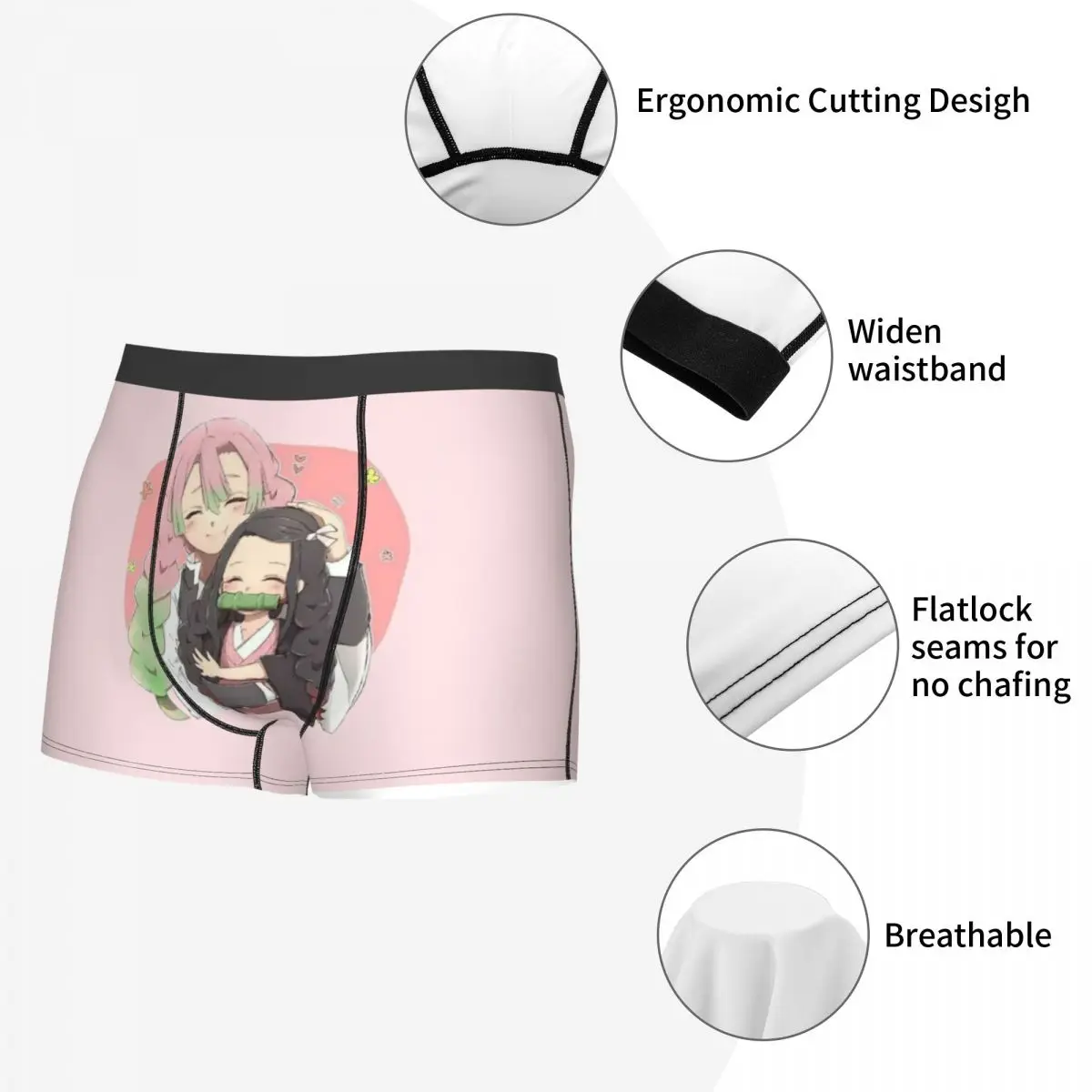 Calzoncillos Boxer, pantalones cortos Mitsuri Kanroji y Iguro Obanai, ropa interior cómoda para hombre, regalos para novio