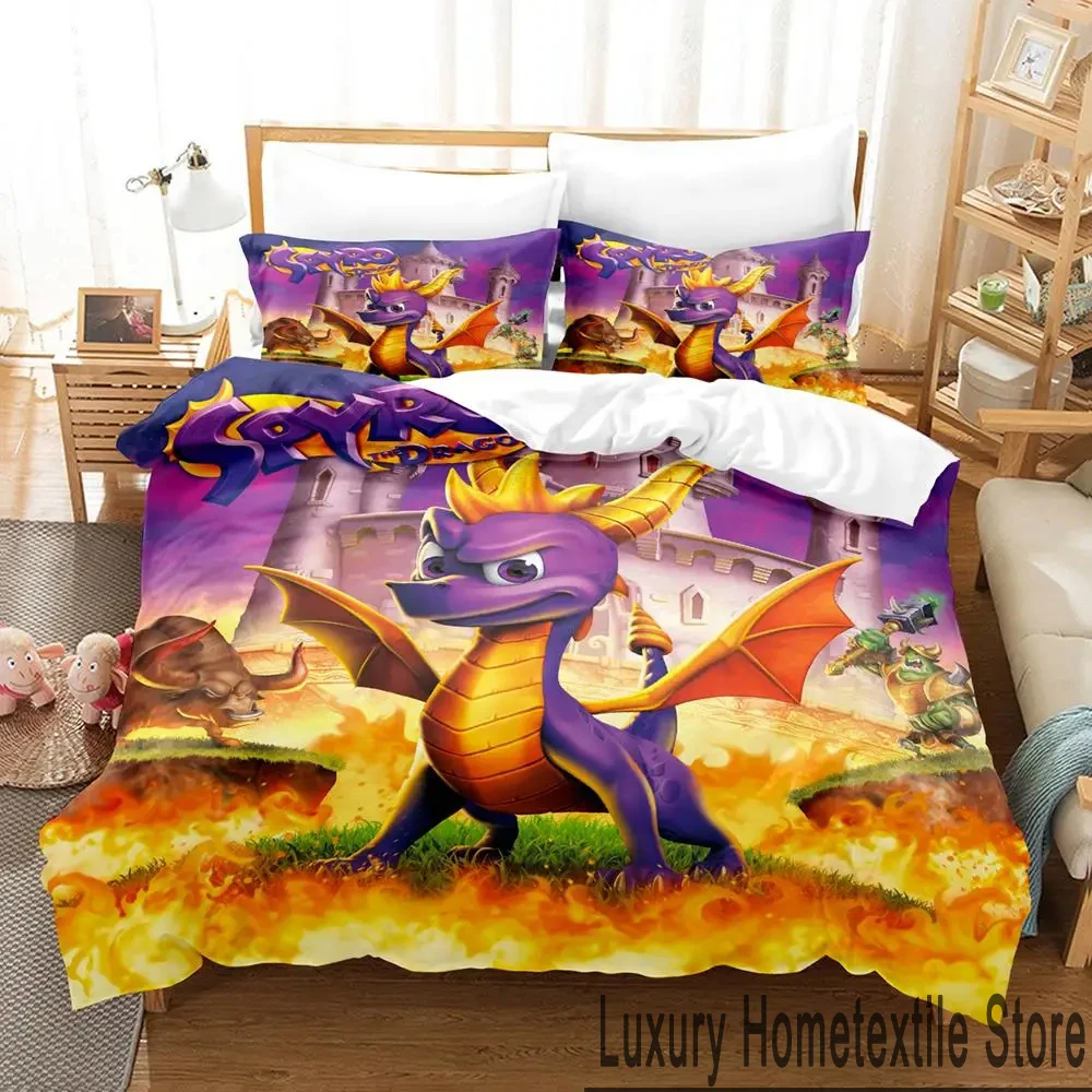 

Cartoon Spyro Reignited Trilogy Bedding Set Duvet Cover Bed Set Quilt Cover Pillowcase Comforter king Queen Size Boys Adult