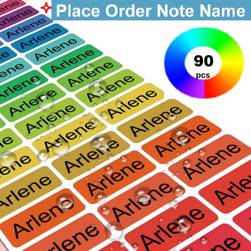 Personalized Waterproof Stickers Custom Name Tags for Drinkware, Pens & Children's Stationery - Reusable Eco-Iridescence