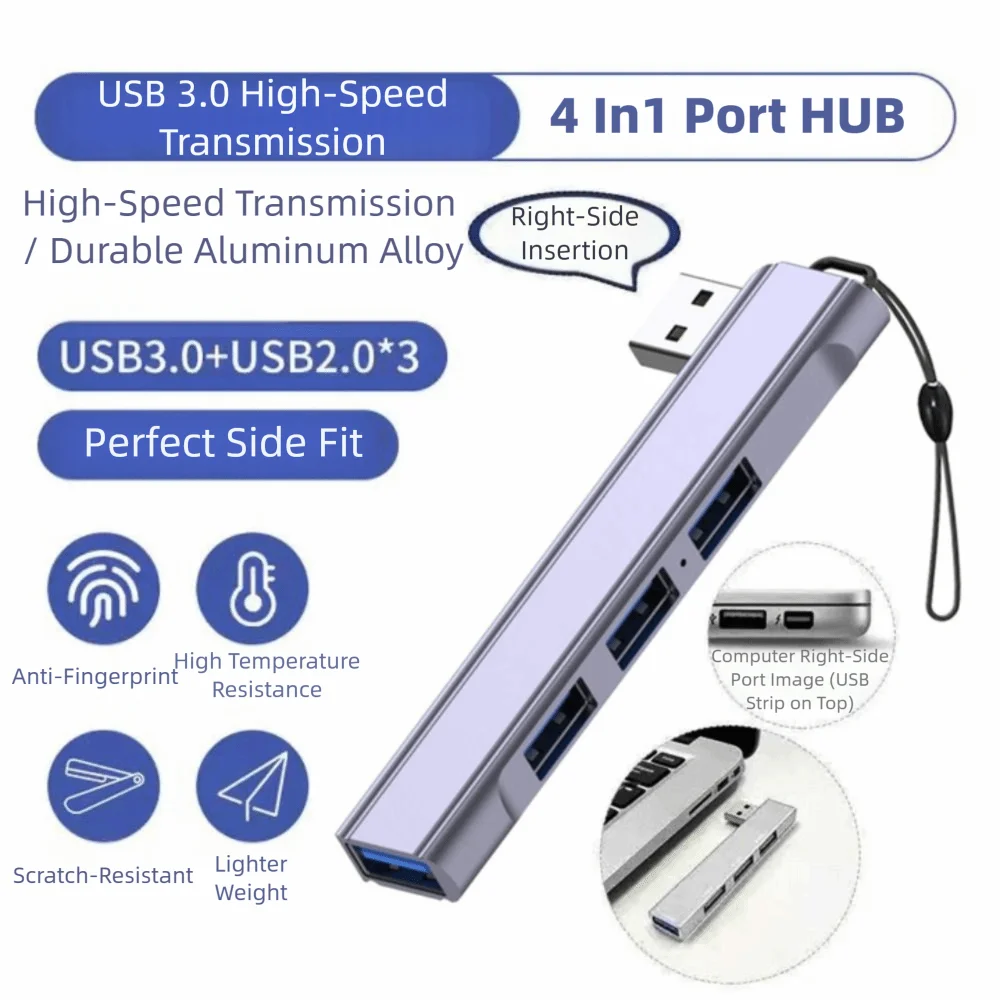 

High Speed 4 in1 Port HUB 4 USB Ports 5Gbps Type-C Splitter Plug and Play Computer Accessories Laptop Docking Station