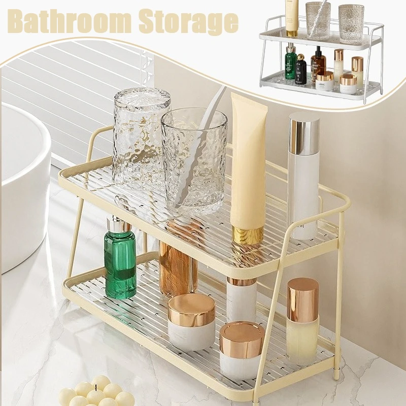 Hot Sale 2 Tier Waterproof Storage Rack | Premium Countertop Organizer for Bathroom Kitchen Seasoning Coffee Cup Home Use Decor