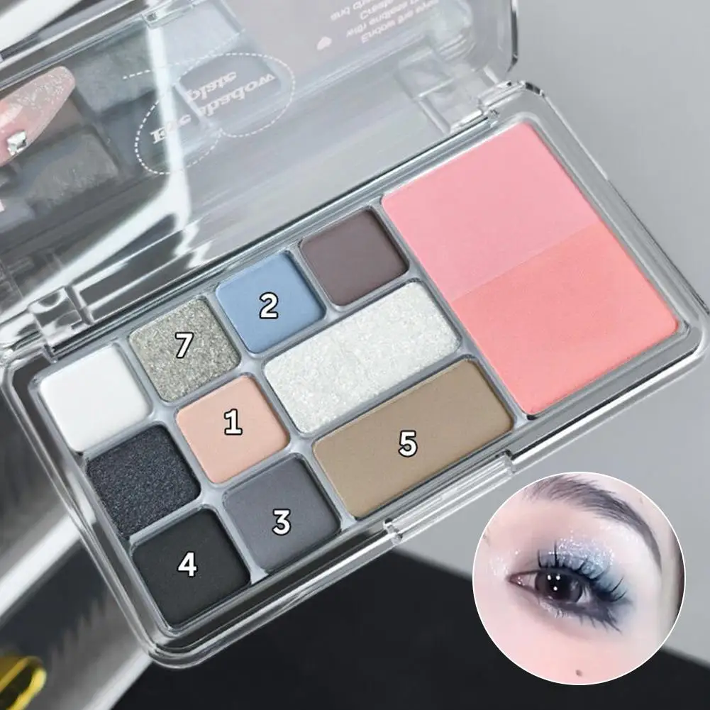 12 Color Eyeshadow Palette 3-in-1 Matte Eyeshadow Contour Blush Autumn Winter Daily Light Makeup Long Lasting Eye Shadows