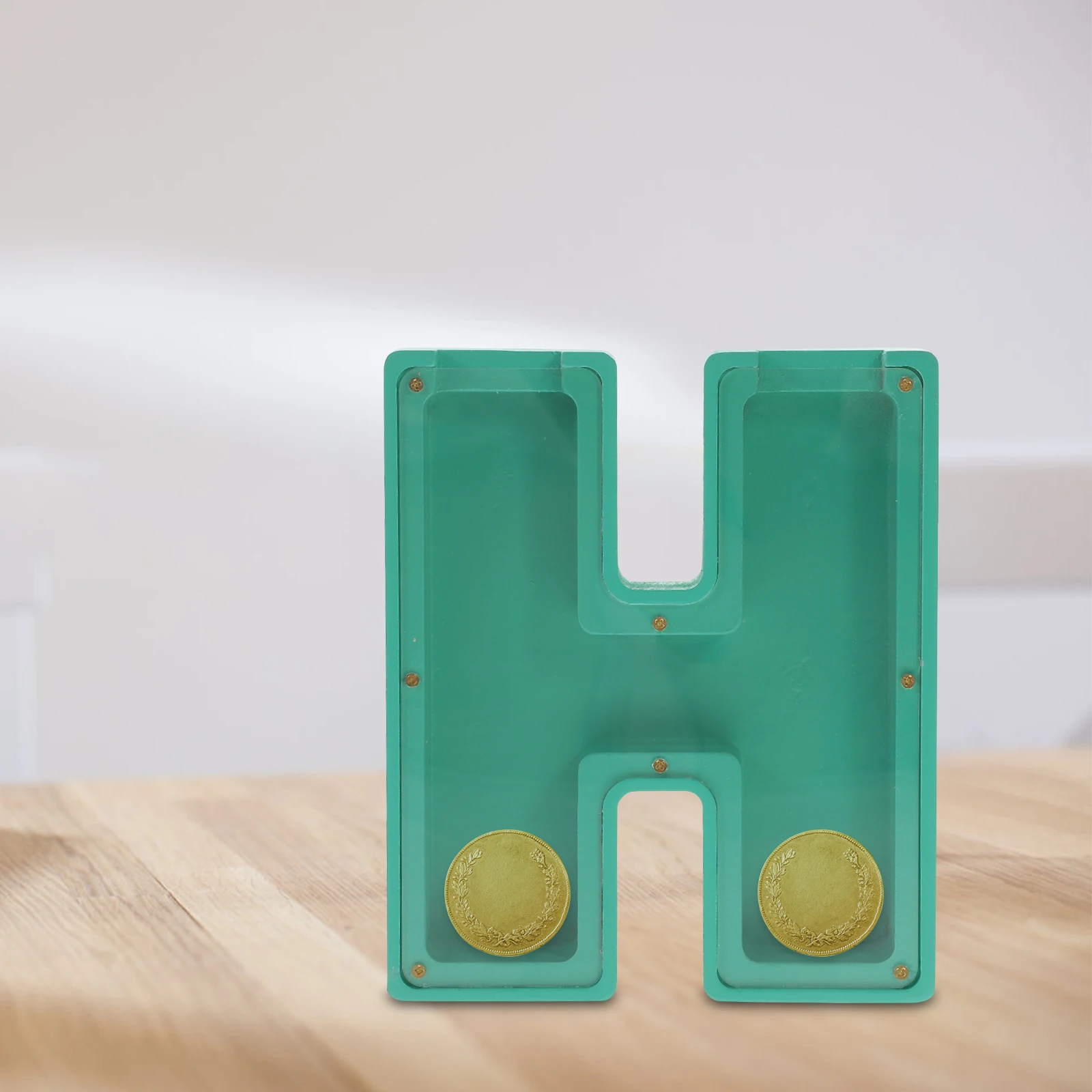 Letter Piggy Bank Alphabet Shape Clear Money Jar Storage Container Desk Decor Wood PP Material Kids Adults Savings Box