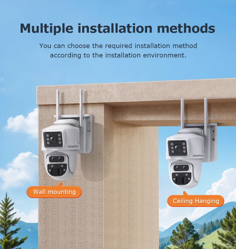SHIWOJIA 6K 12MP 15X ZOOM Solar Camera 4G SIM /WIFI Three Lens Recording Dual Screen Human Auto Tracking Color Night Vision UBox