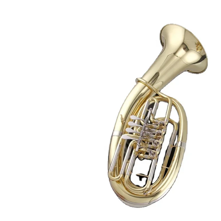 Gold Lacquer Brass Euphonium with 4 Rotary Keys Baritone Body for Brass Band Instruments